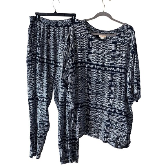 Noa Noa Tops - Noa Noa Vintage Womens Pant Top Set Size XXL Black Hawaiian Pure Rayon
